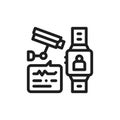 Flat icon face identification. Concept of smart watch control. Isolated outline drawing. Line illustration. Sign for web Royalty Free Stock Photo